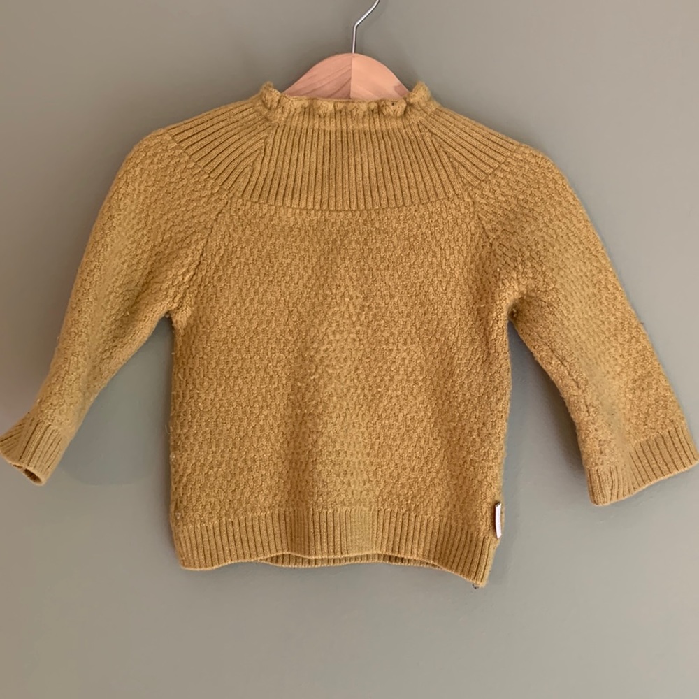 Organic merino wool kids sweater (gold) Size 4y/104cm